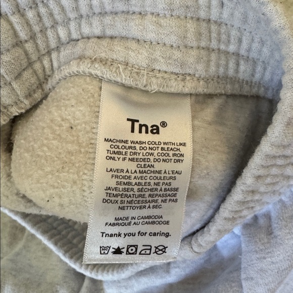 TNA cozy fleece wide leg sweatpants size Small in Heather Chrome - Picture 6 of 6